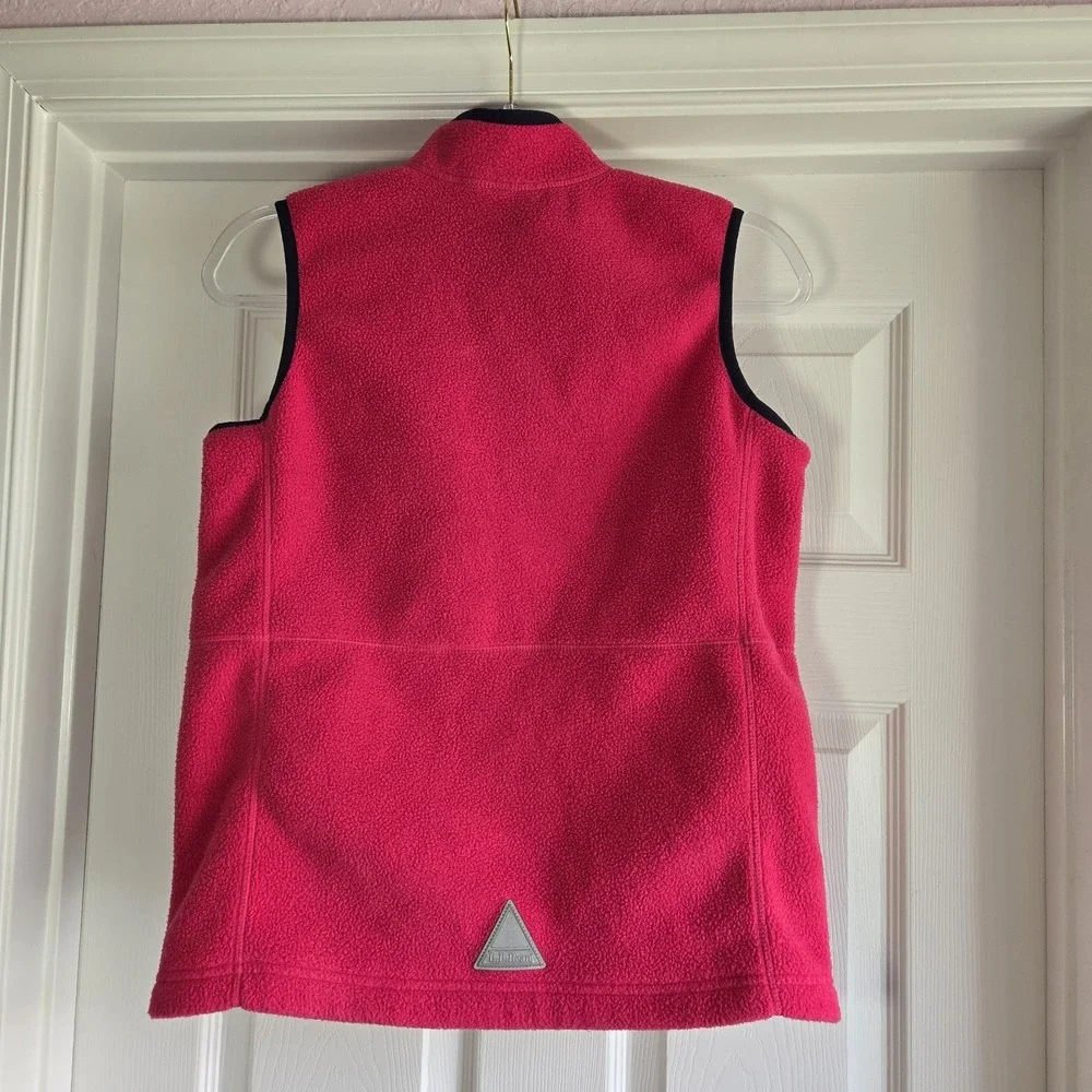L.L. Bean Pink Fleece Vest Outerwear Girls Size‎ Large 14/16 Full Zip Pockets